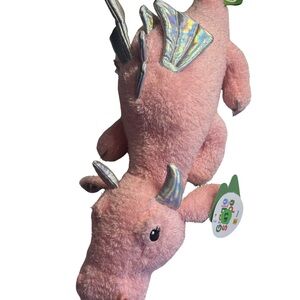 Giggle Scape Pink Stuffed Dragon Plush With Silver Accents New